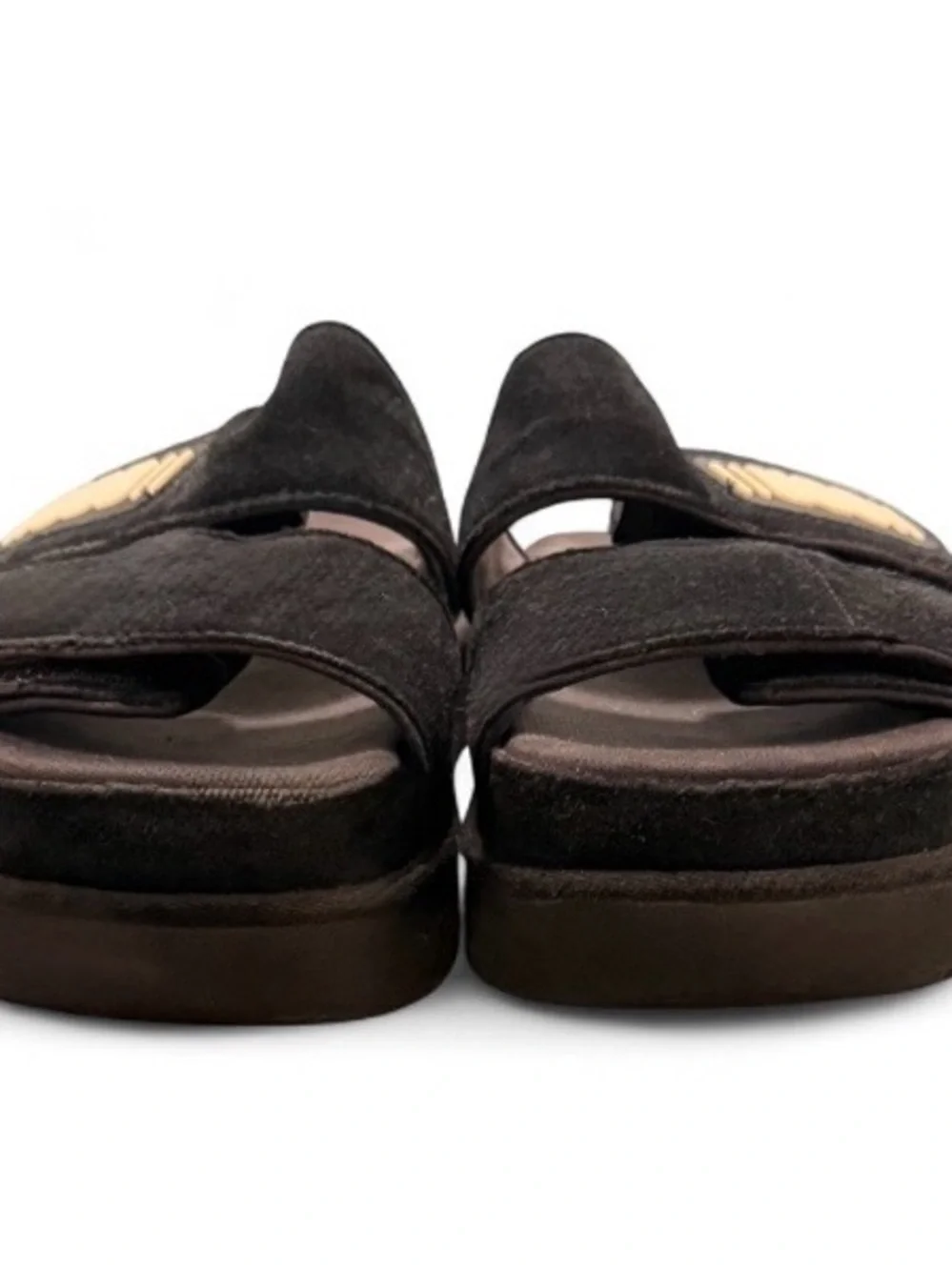 UGG Greer Black Suede Platform Slide Sandals Women’s Size 9.5 Y2K Logo Chunky